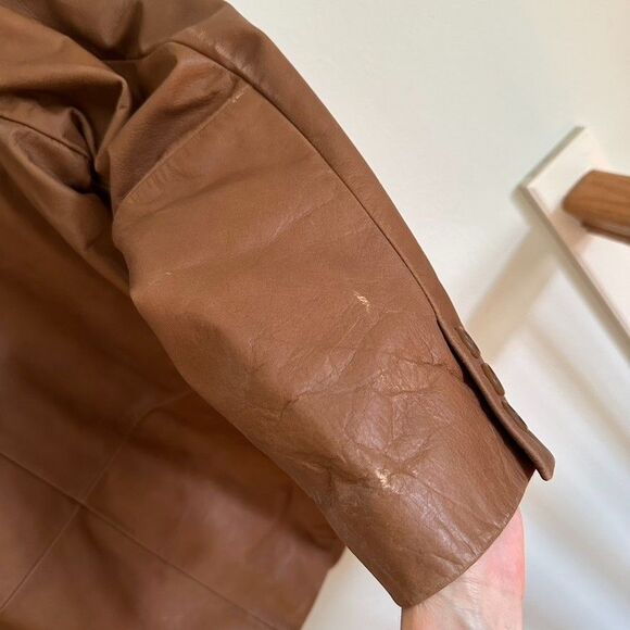 Roundtree & Yorke Mens XL Brown Genuine Leather Blazer Jacket Vintage Workwear - Picture 8 of 16